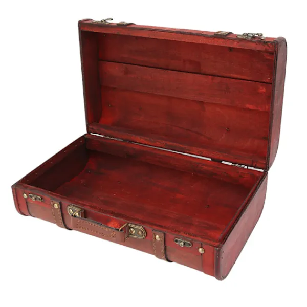 Kistor & Koffertar>Vintage Trälåda Present Konstläder Dekorativ Resväska Hemmakontor Skattförvaringslåda