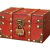 Kistor & Koffertar>Vintage Träskattkista: Liten Vintage Skattkista, Piratskattkista, Smyckeskrin med Lock för Barnfödelsedag