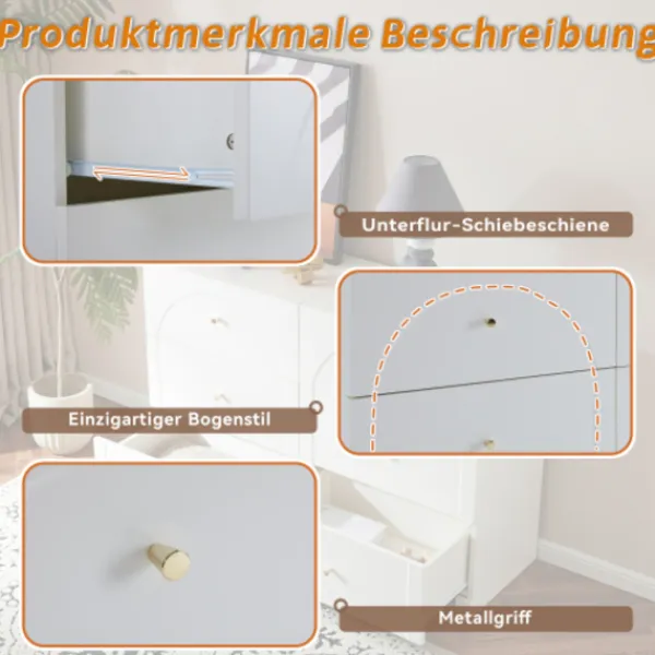 Byråer>Vit byrå med 6 lådor – förvaringsutrymme för vardagsrum och sovrum – 120x82x40 cm