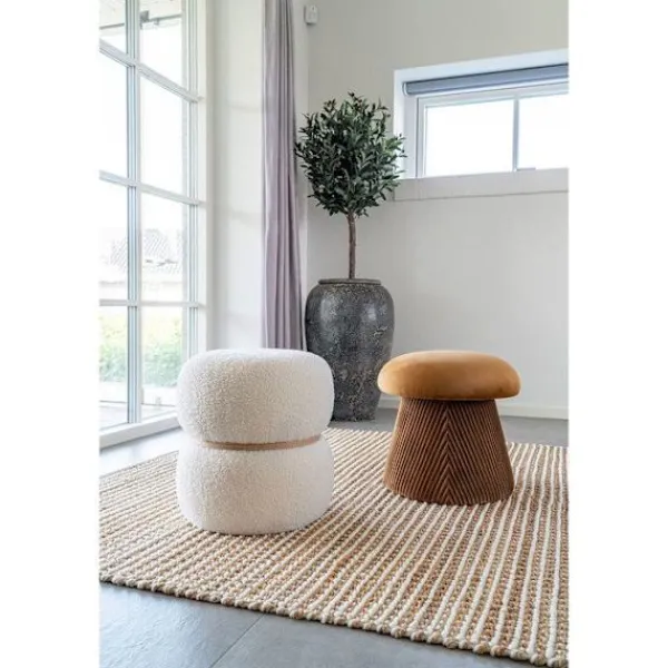 HOUSE NORDIC Sittpuffar>rund sittpuff i öglad polyester Ø 38 x 41 cm