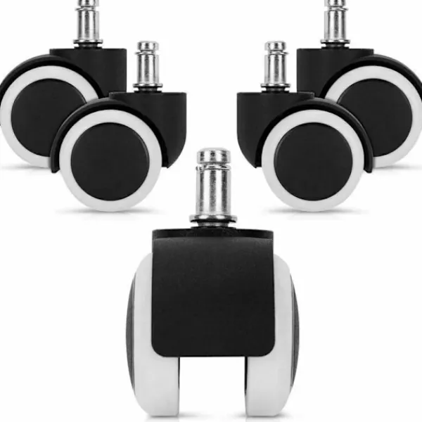 Kontorsmöbler>Vita Kontorsstolsrullar - Set om 5 Armstolsrullar - 11/50mm Ersättningshjul - Tysta Sitsben för Hårda Golv