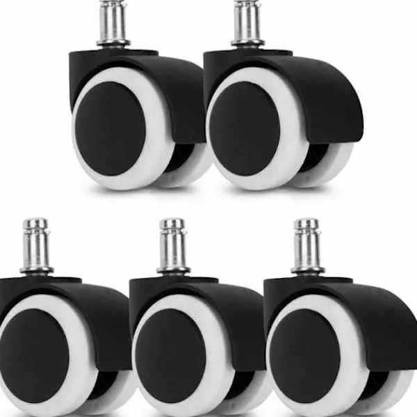 Kontorsmöbler>Vita Kontorsstolsrullar - Set om 5 Armstolsrullar - 11/50mm Ersättningshjul - Tysta Sitsben för Hårda Golv