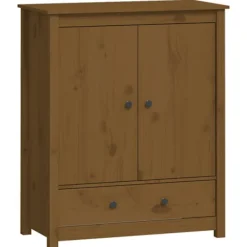 vidaXL Skåp>Vitrinskåp honungsbrun 83x41,5x100 cm massiv furu