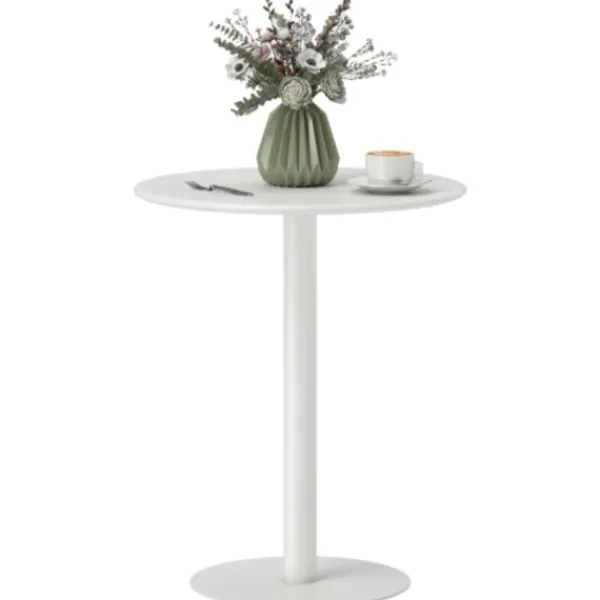 Matbord>Vitt runt matbord ø60x72 cm – modernt stålkökbord för 2 personer, inomhus & utomhus