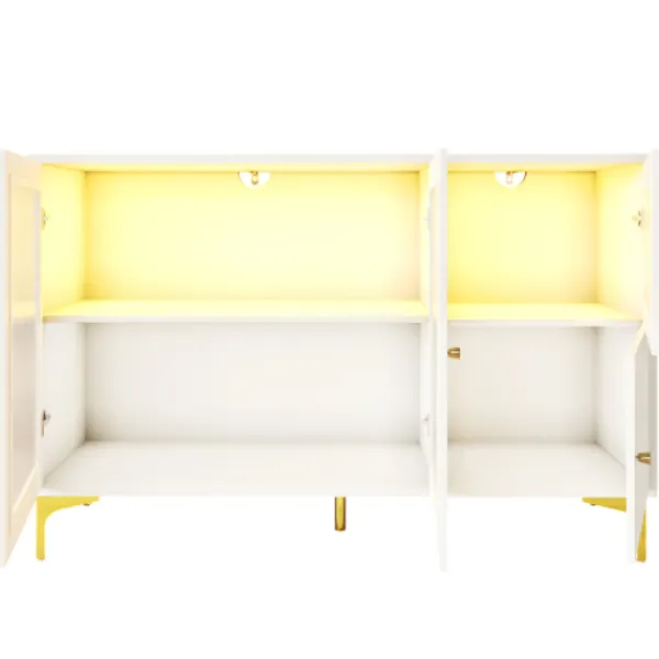 Skåp>Vitt skåp 140 cm med LED-belysning & Changhong-glasdörrar – modernt förvaringsskåp
