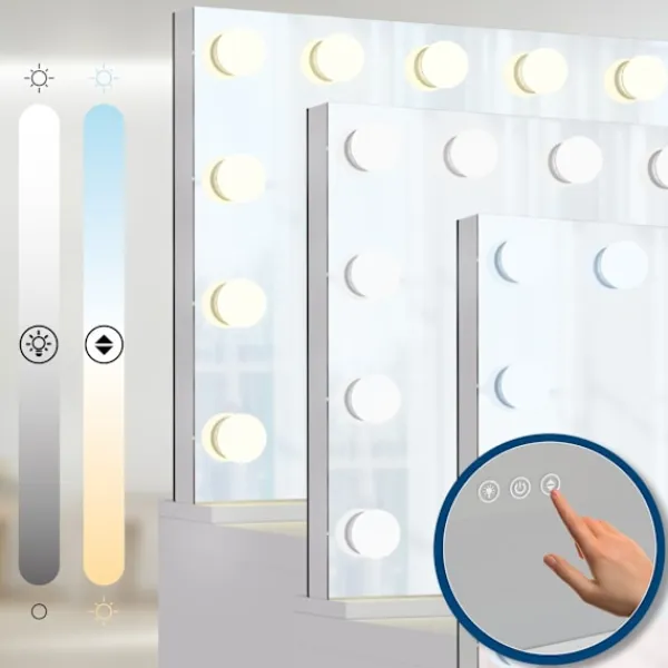 BellaFurn Sminkbord>Vitt sminkbord - toalettbord - LED -belysning, USB -portar