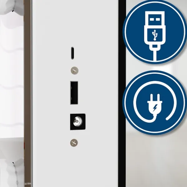 BellaFurn Sminkbord>Vitt sminkbord - toalettbord - LED -belysning, USB -portar