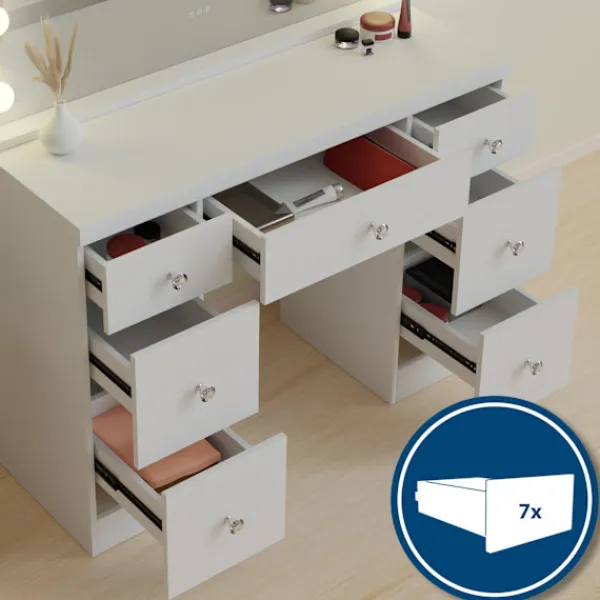 BellaFurn Sminkbord>Vitt sminkbord - toalettbord - LED -belysning, USB -portar