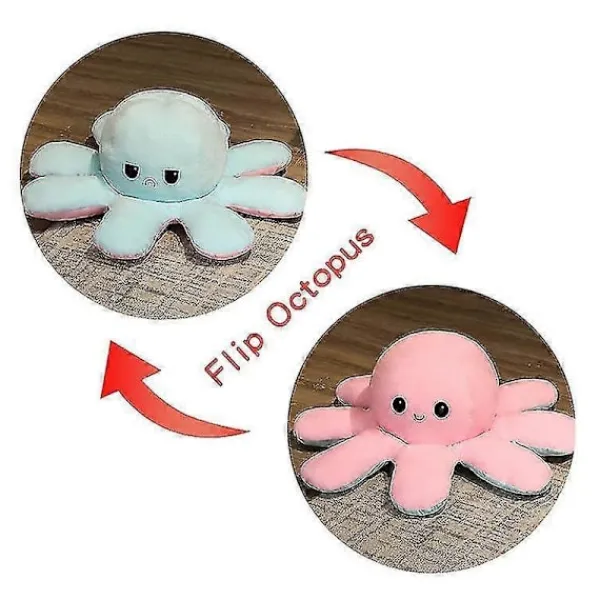 Sittpuffar>Vändbar Bläckfisk Gosedjur, Stor Plysch Bläckfisk Kudde Leksaker 90cm