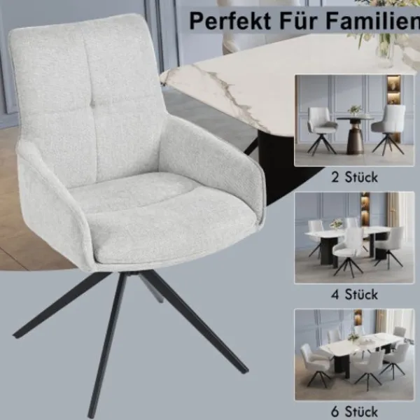 Matgrupper>Vridbara stolar för matsal grå – Designade & extra vadderade – Höjdjusterbara fotstöd – Perfekt för köksbord
