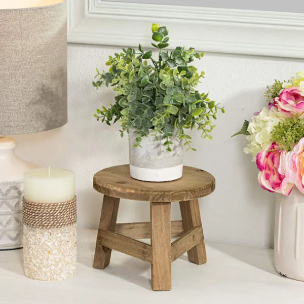 LBSS Pallar>Växtställ i trä Planthållare Pall Multifunktionell Display Heminredning för blomkruka Rund 17,8*17,8*15cm