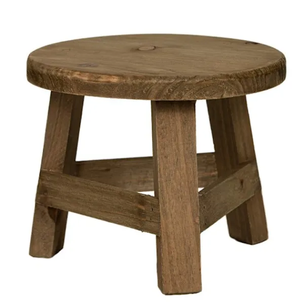 LBSS Pallar>Växtställ i trä Planthållare Pall Multifunktionell Display Heminredning för blomkruka Rund 17,8*17,8*15cm