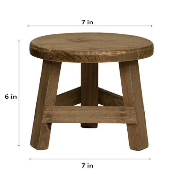 LBSS Pallar>Växtställ i trä Planthållare Pall Multifunktionell Display Heminredning för blomkruka Rund 17,8*17,8*15cm