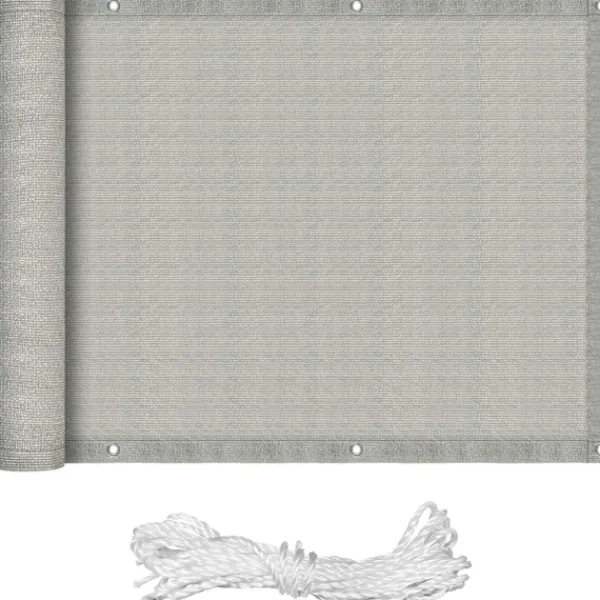 Balkongmöbler>75X600cm Balkong Sekretess Sichtschutz Balkong Sichtschutz HDPE Sekretess Sichtschutz Balkong Sichtschutz med Öglor och Snören, Grå
