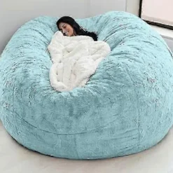 NICEGOU Sittsäckar>(180x90cm-himmelsblå) Lazy Soffa Sittsäck Konstgjord Päls Sittsäck (endast sittsäckar)
