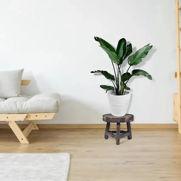 Pallar>XJ-Wood Hög Pall Växtställ För Blomkruka Rund Trädgård Krukväxt Hylla_yux