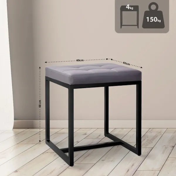 BellaFurn Pallar>Zitpoef - Stool - Hög belastningskapacitet, industriell design | Färg: Grå | Material: Artificiellt läder